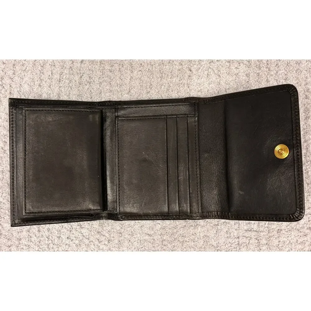 Vintage Coach Black Water Buffalo Leather French Wallet #80660